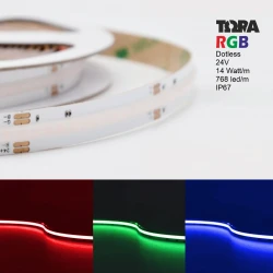 LED COB Ταινία TΩRA Dotless 14W 24V IP67 RGB - 5 Μέτρα  - CUBALUX