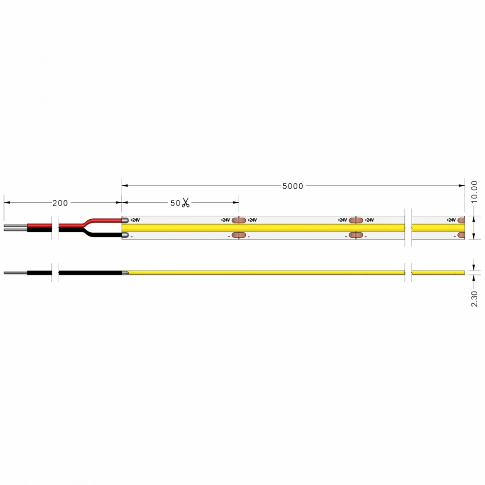 Ταινία Led COB TΩRA DOTLESS 24V 12 Watt IP20 CRI90 Ουδέτερο Λευκό 4000K - 5 μέτρα - CUBALUX