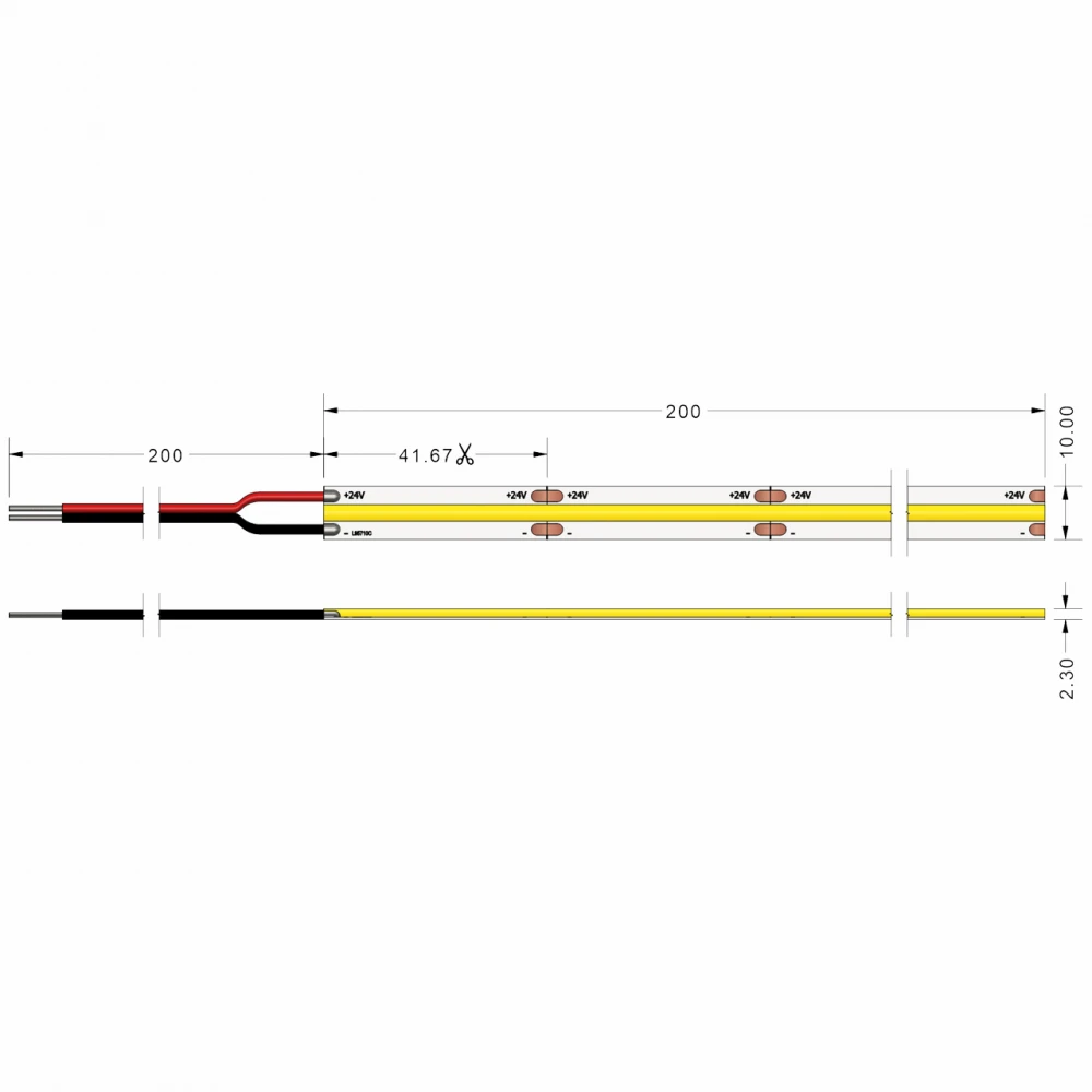 LED COB Ταινία TΩRA Dotless 9W 24V IP20 CRI 90 Θερμό Λευκό 2700K - 5 Μέτρα  - CUBALUX