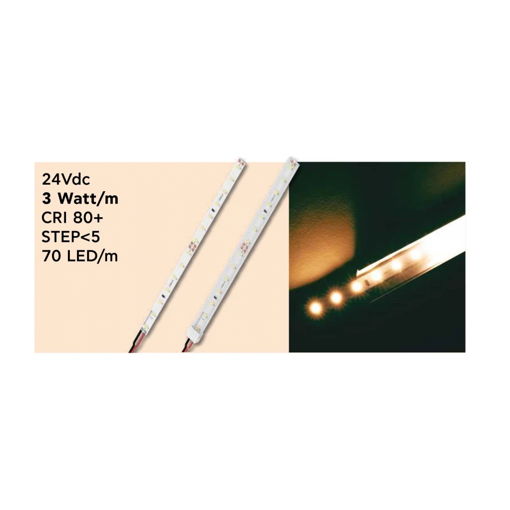Ταινία LED TΩRA 3 Watt/m 24V CRI80 IP67 70 led/m (10,4mm) 3000K- 5 μέτρα - CUBALUX
