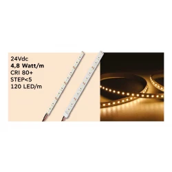 Ταινία LED TΩRA 4,8 Watt/m 24V CRI80 IP67 120 led/m (10,4mm) 2700K - 5 μέτρα - CUBALUX