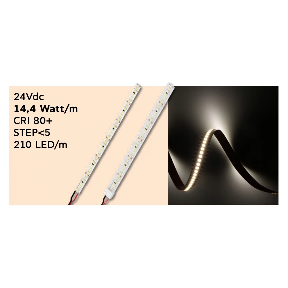 Ταινία LED TΩRA 14,4 Watt/m 24V CRI80 IP67 210 led/m 5m (10,4mm) 3000K - 5 μέτρα - CUBALUX