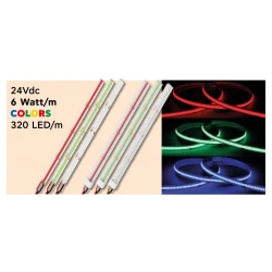 Ταινία LED TΩRA COB Χρώματα 6 Watt/m 24V IP67 320 led/m 5m (10.4mm) Μπλε - 5 μέτρα - CUBALUX