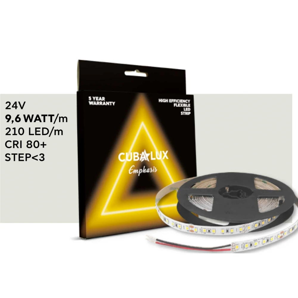 Ταινία Led 9.6W 24V IP67 Emphasis 5 μέτρα Ουδέτερο Λευκό 4000K - CUBALUX