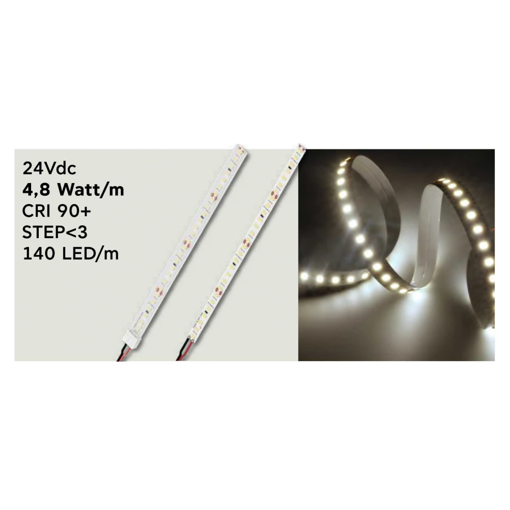 Ταινία LED Emphasis 4,8 Watt/m 24V CRI90 IP67 140 LED/m 5m (10.4mm) 2700K - 5 μέτρα - CUBALUX