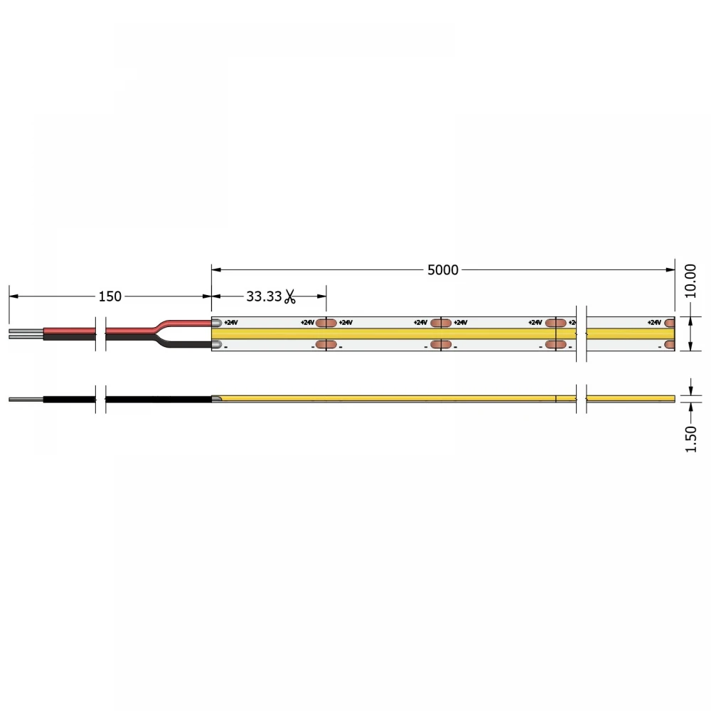 Ταινία Led TΩRA COB 20 Watt/m 24V CRI90 IP20 720 led/m 6000K 5m (10mm) - 5 μέτρα - CUBALUX