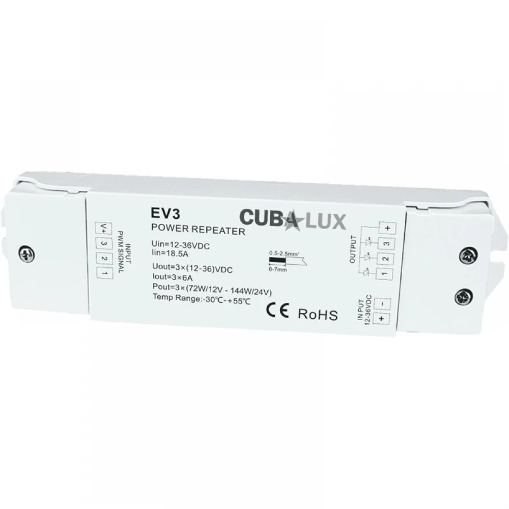 Ενισχυτής Σήματος 3x6A για RGB - Cubalux