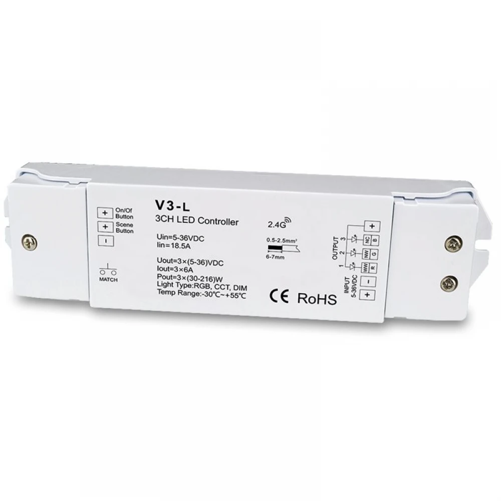 Controller Simlicity Πολλαπλών λειτουργιών 3x6A DIM / RGB / CCT- Cubalux
