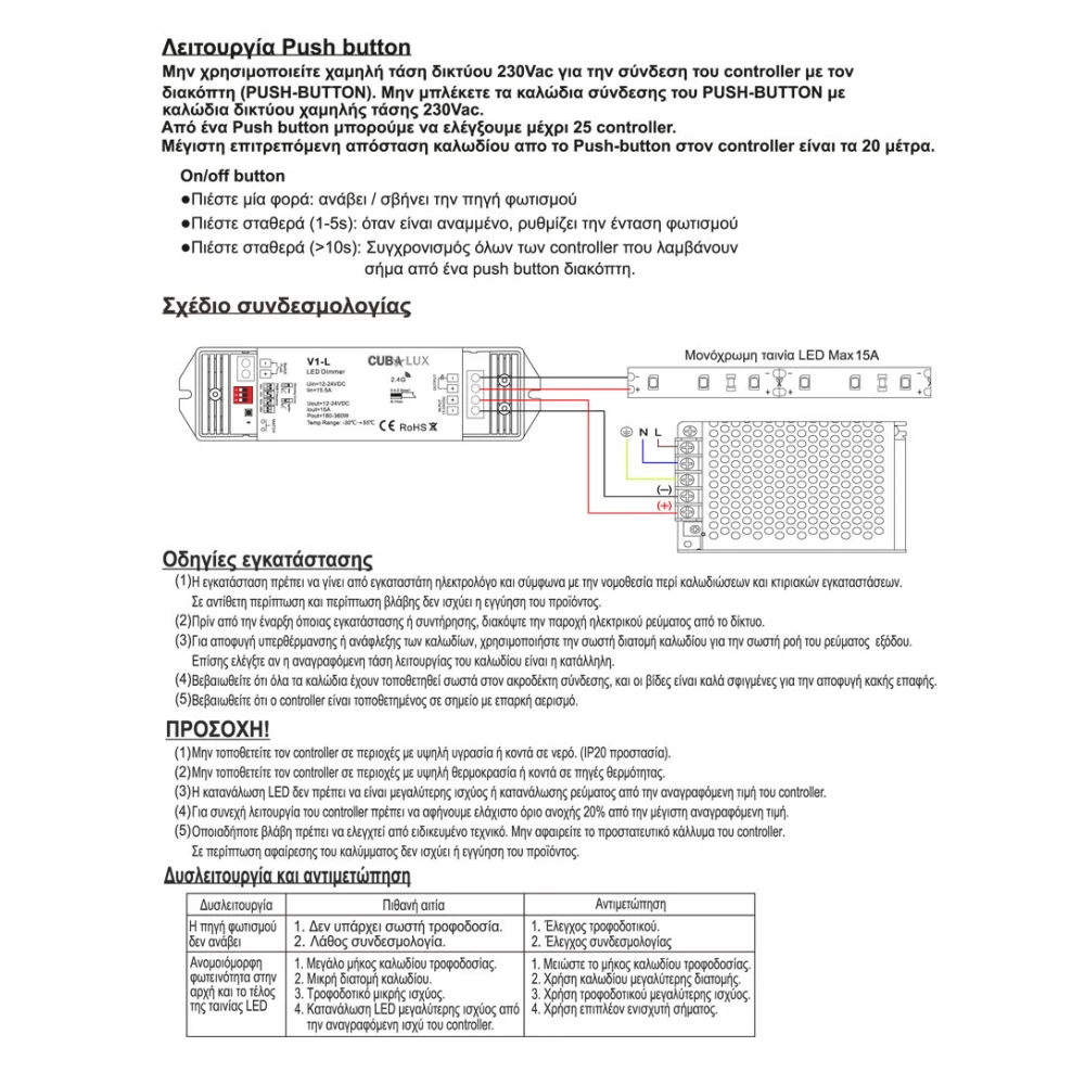 Dimmer Simplicity RF - Push Button15A - Cubalux