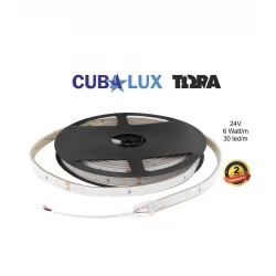 Ταινία Led Αυτοκόλλητη 6W 24V IP68 TΩRA 5 μέτρα Ψυχρό Λευκό 7500K CUBALUX