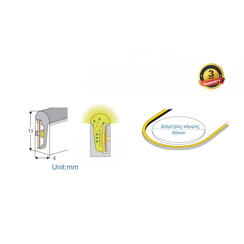 Neon Flex Πλαγίου Φωτισμού 6x13 12 Watt/m 24V IP67 Πράσινο - 5 Μέτρα - Cubalux