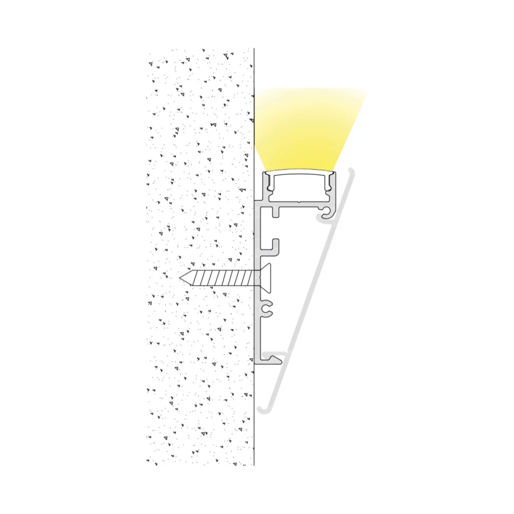 Προφίλ Αλουμινίου Τοίχου Ίσια για Κρυφό Φωτισμό 2 μέτρα - Cubalux