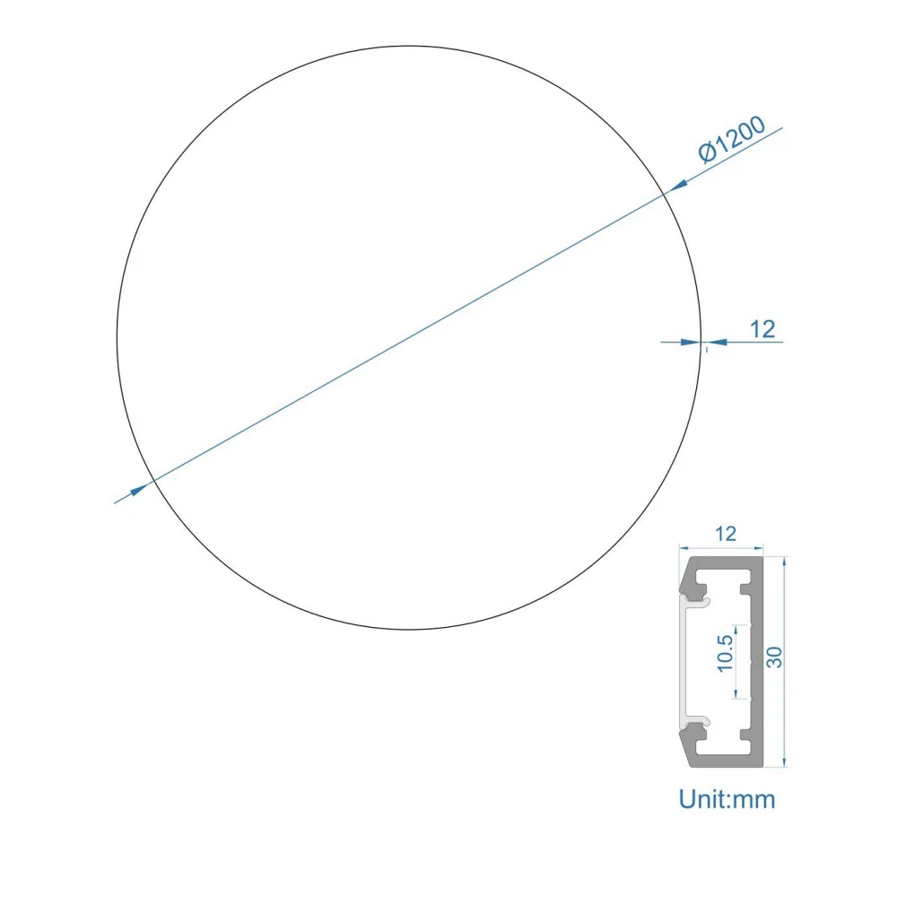 ΚΥΚΛΟΣ ΑΛΟΥΜΙΝΙΟΥ 1200MM ΜΕ ΚΑΛΥΜΜΑ ΟΠΑΛ - ΦΩΤΙΣΜΟΣ ΕΣΩΤΕΡΙΚΑ - ΛΕΥΚΟ - Cubalux