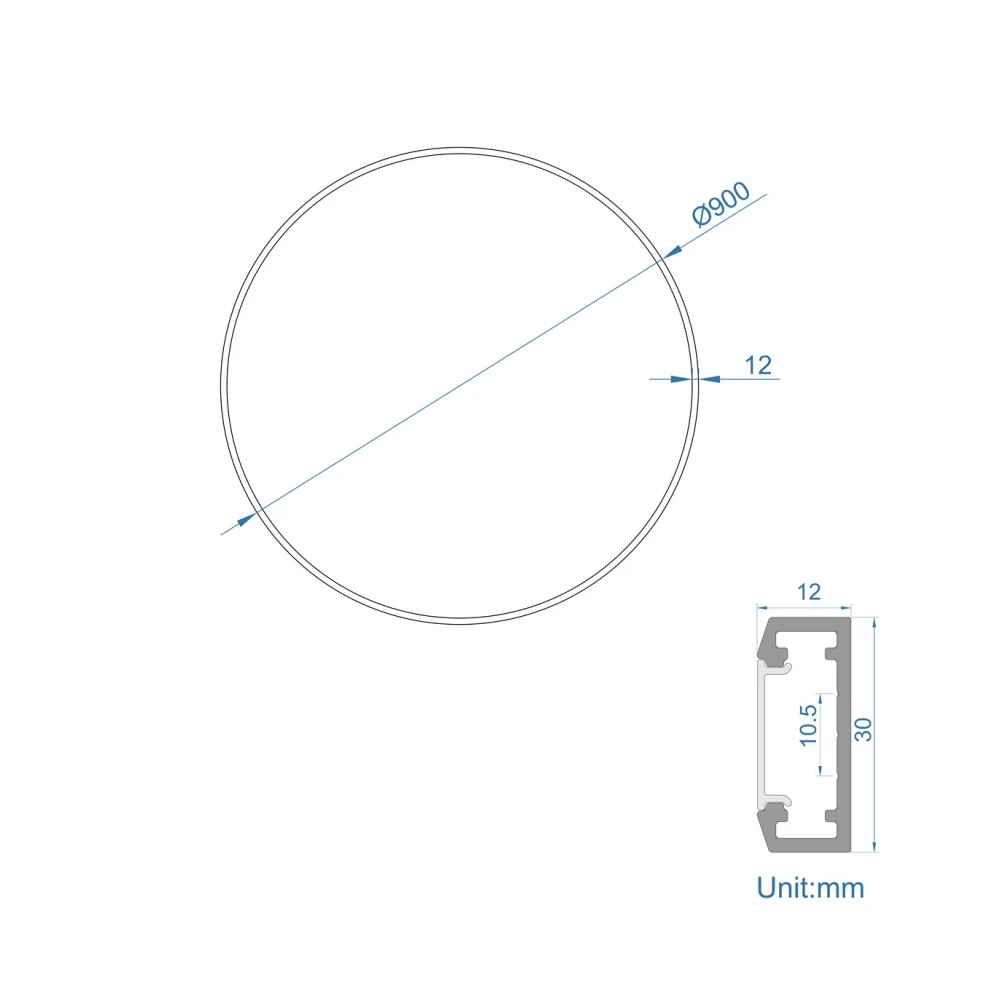 ΚΥΚΛΟΣ ΑΛΟΥΜΙΝΙΟΥ 900MM ΜΕ ΚΑΛΥΜΜΑ ΟΠΑΛ - ΦΩΤΙΣΜΟΣ ΕΞΩΤΕΡΙΚΟΣ - ΜΑΥΡΟ - Cubalux