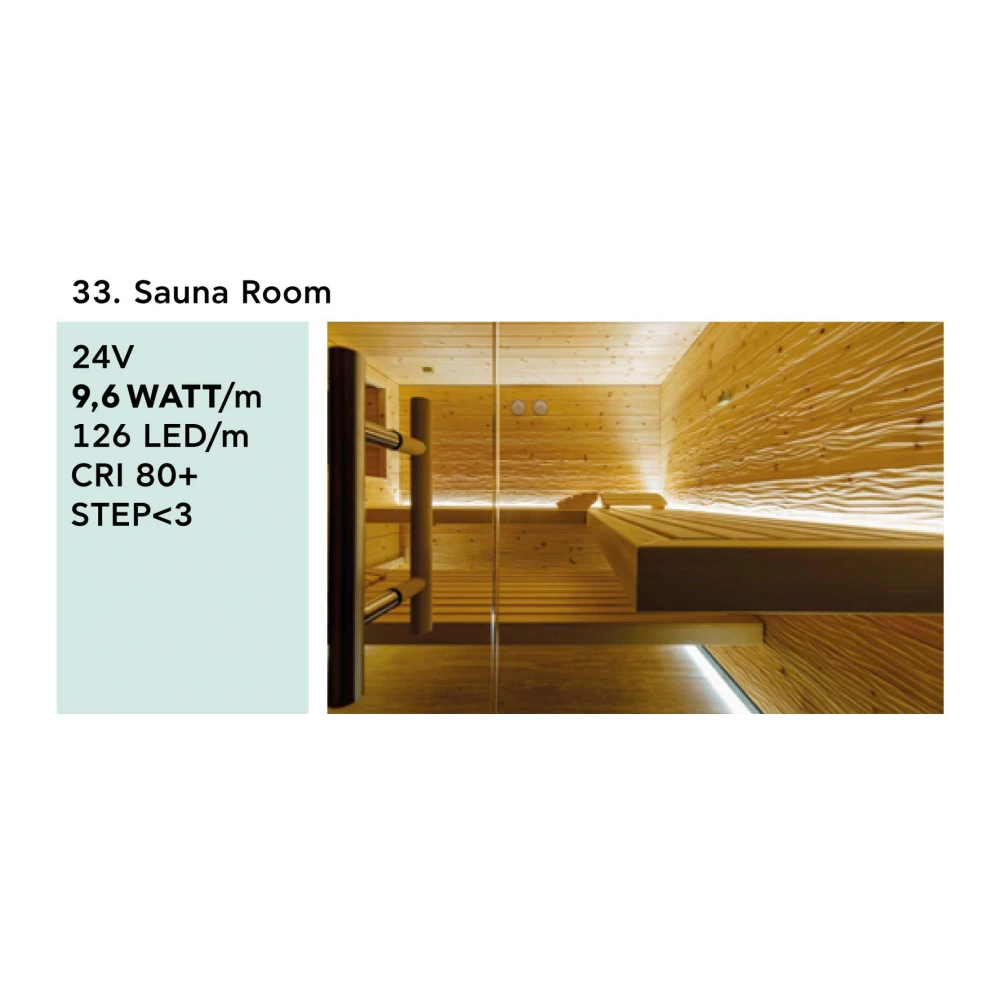 Ταινία Led 9.6W 24V IP67+ JAZZ SPECIAL - Sauna Room - 5 μέτρα - Θερμό Λευκό 3000K - CUBALUX