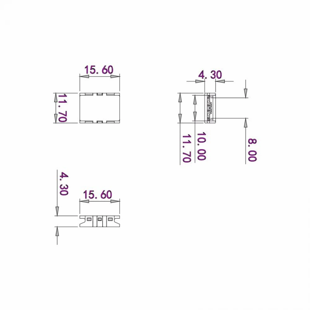 Ενδιάμεσος κονέκτορας IP20/65 για RGB ταινία led COB πλάτους 10mm - Τεμ. - Cubalux
