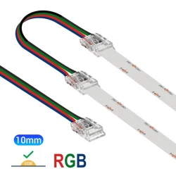 Ενδιάμεσος κονέκτορας IP20/65 με καλώδιο 15cm για RGB ταινία led COB πλάτους 10mm - Τεμ. - Cubalux