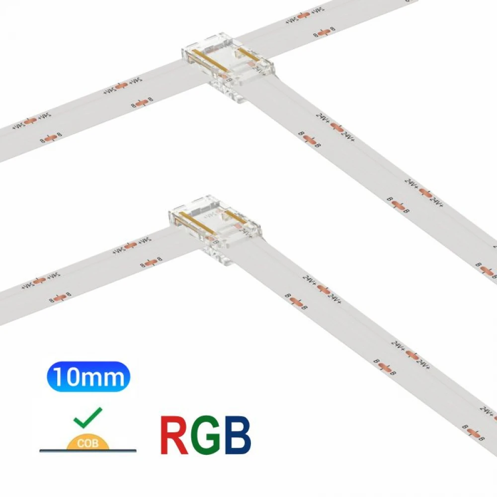 Γωνιακός/Τ κονέκτορας IP20/65 για RGB ταινία led COB πλάτους 10mm - Τεμ. - Cubalux