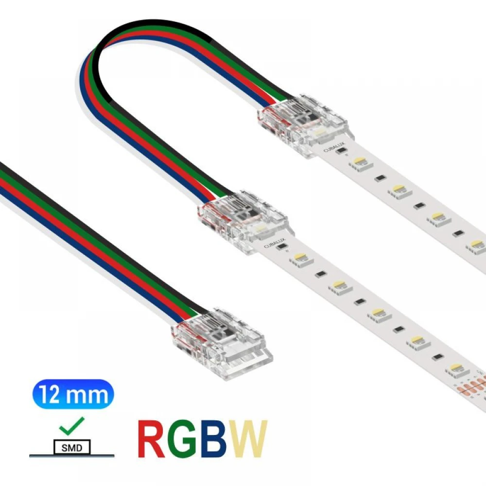 Ενδιάμεσος κονέκτορας IP20/65 με καλώδιο 15cm για RGBW ταινία led SMD πλάτους 12mm - Τεμ. - Cubalux