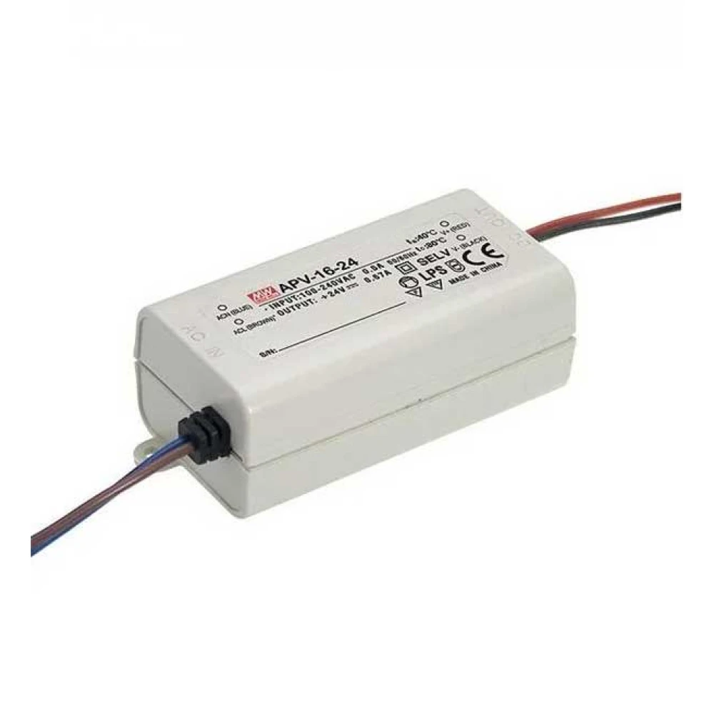 MEAN WELL APV SERIES ― Σταθερής Τάσης 16 Watt 24 Vdc IP42