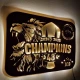 Custom LED Laser Cut Φωτιστικό τοίχου “48 CHAMPIONS” του ΘΡΥΛΟΥ - Χειροποίητο Φωτιστικό Από Ξύλο 60x3x40 cm