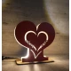 Custom LED Επιτραπέζιο φωτιστικό καρδιά με τα ονόματα της επιθυμίας σας - Χειροποίητο Φωτιστικό Από Ξύλο 18×17 cm