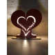 Custom LED Επιτραπέζιο φωτιστικό καρδιά με τα ονόματα της επιθυμίας σας - Χειροποίητο Φωτιστικό Από Ξύλο 18×17 cm