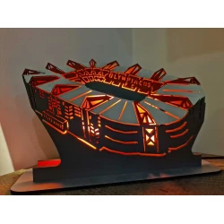 Custom LED Φωτιστικό γραφείου Γήπεδο Καραϊσκάκης - Χειροποίητο Φωτιστικό Από Ξύλο 26×6×16 cm