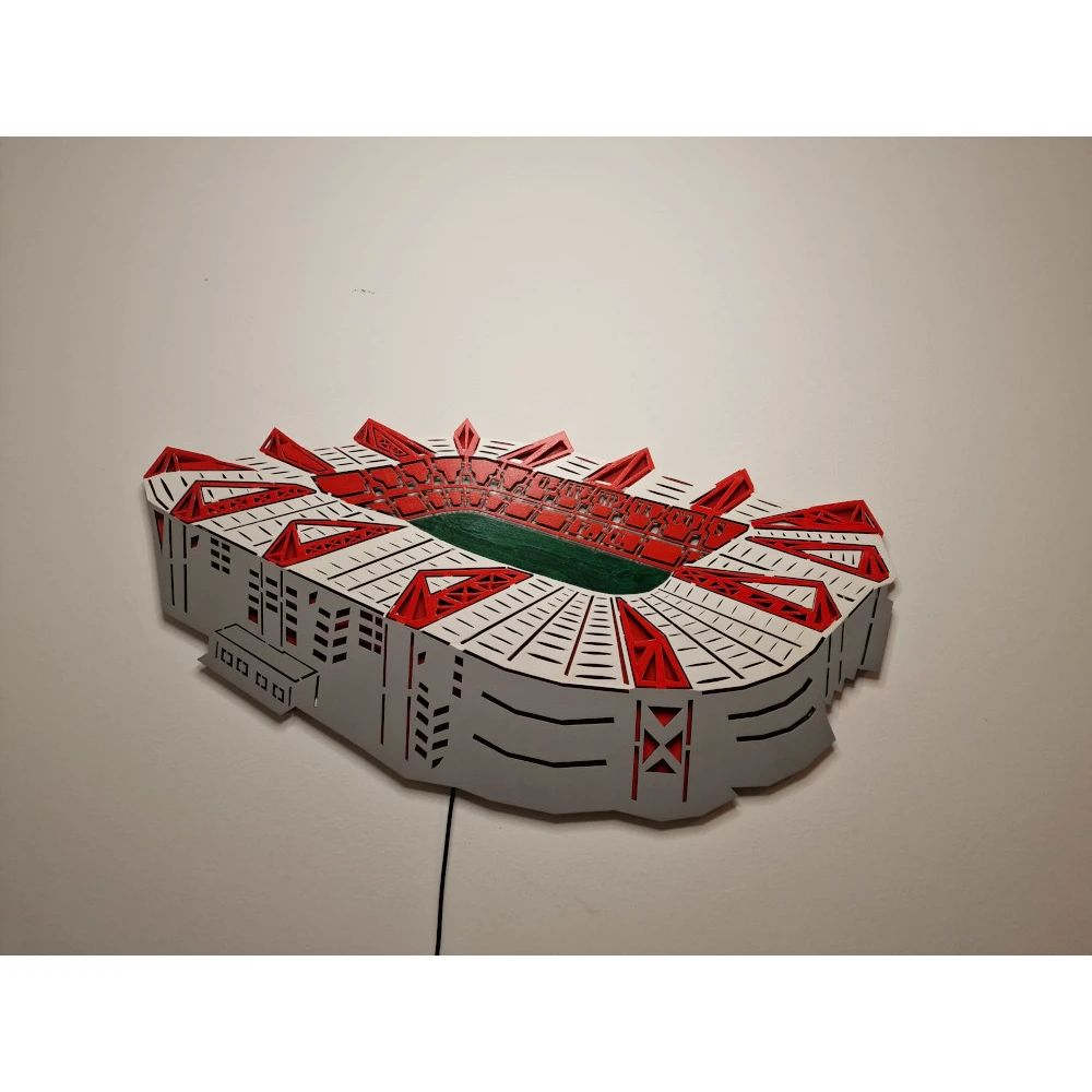 Custom LED Φωτιστικό τοίχου γήπεδο Καραϊσκάκης - Χειροποίητο Φωτιστικό Από Ξύλο 65x40 cm