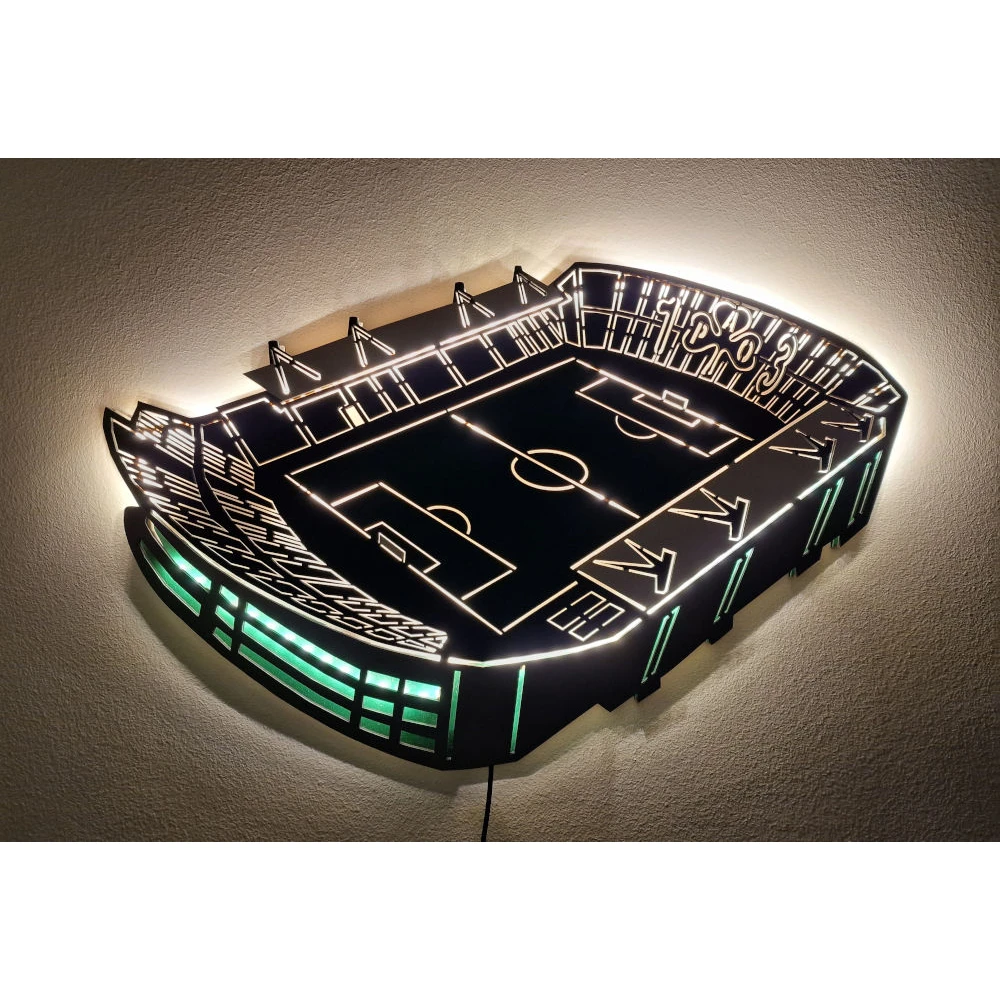 Custom LED Φωτιστικό τοίχου γήπεδο Λεωφόρου - Χειροποίητο Φωτιστικό Από Ξύλο 60x40 cm