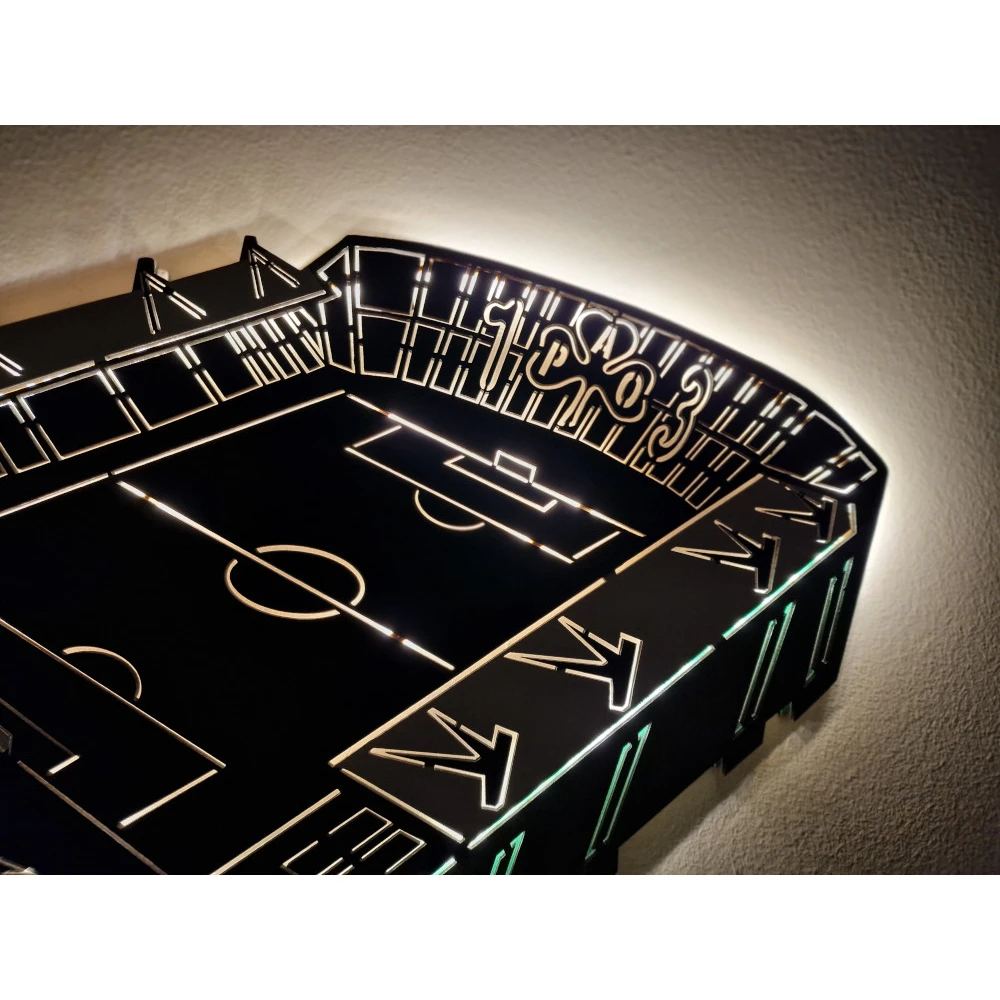 Custom LED Φωτιστικό τοίχου γήπεδο Λεωφόρου - Χειροποίητο Φωτιστικό Από Ξύλο 60x40 cm