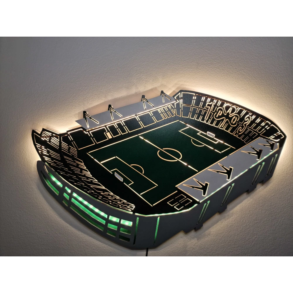 Custom LED Φωτιστικό τοίχου γήπεδο Λεωφόρου - Χειροποίητο Φωτιστικό Από Ξύλο 60x40 cm