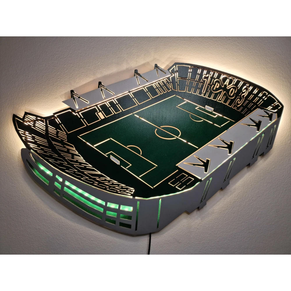 Custom LED Φωτιστικό τοίχου γήπεδο Λεωφόρου - Χειροποίητο Φωτιστικό Από Ξύλο 60x40 cm