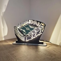 Custom LED Φωτιστικό γραφείου Γήπεδο Λεωφόρου - Χειροποίητο Φωτιστικό Από Ξύλο 27×6×20 cm
