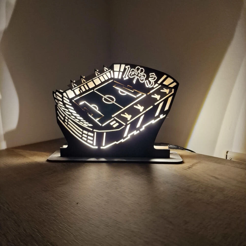 Custom LED Φωτιστικό γραφείου Γήπεδο Λεωφόρου - Χειροποίητο Φωτιστικό Από Ξύλο 27×6×20 cm