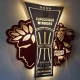 Custom LED Φωτιστικό τοίχου OLYMPIACOS BC EUROLEAGUE WINNERS - Χειροποίητο Φωτιστικό Από Ξύλο 50x50cm