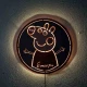 Custom LED Φωτιστικό Τοίχου Peppa - Χειροποίητο Φωτιστικό Από Ξύλο Φ50cm