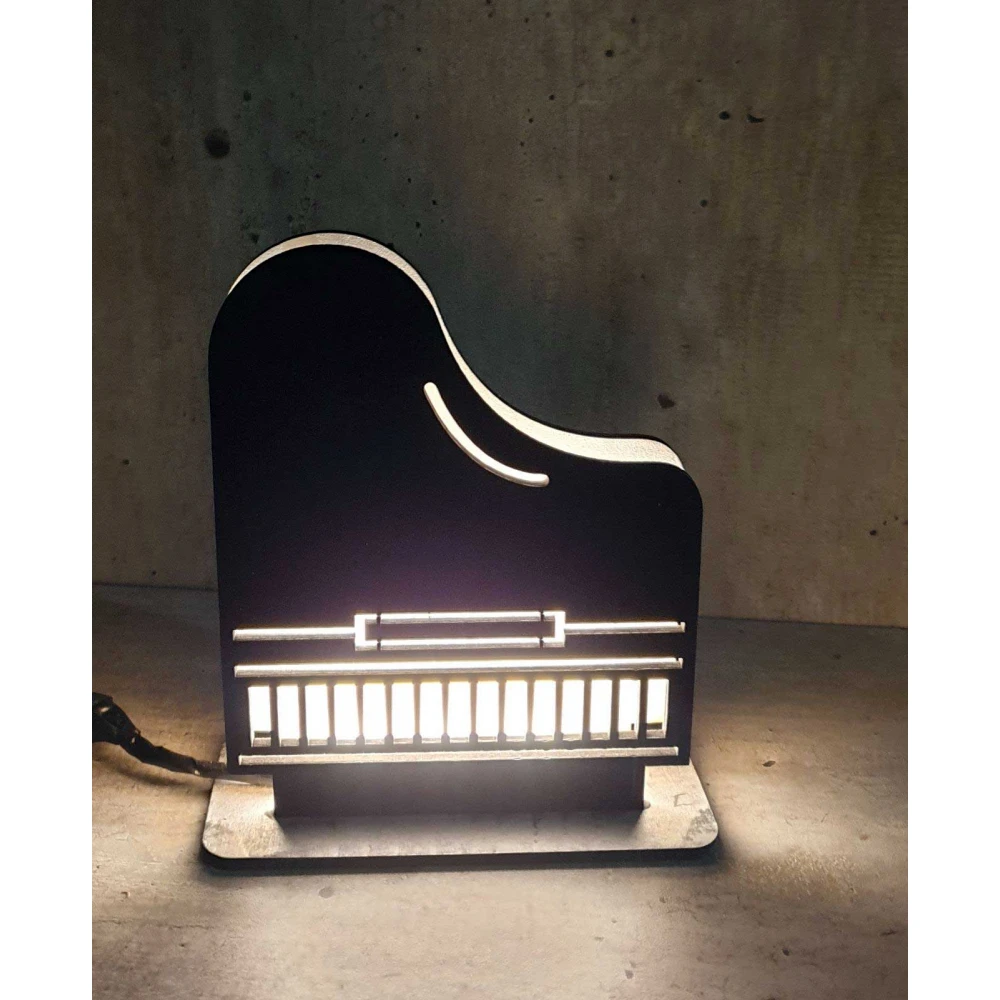 Custom LED Φωτιστικό Επιτραπέζιο Πιάνο - Χειροποίητο Φωτιστικό Από Ξύλο 20x20 cm