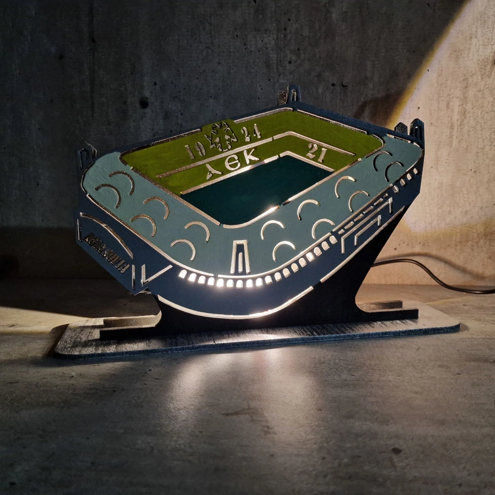 Custom LED Φωτιστικό γραφείου Γήπεδο Αγιά Σοφιά - Χειροποίητο Φωτιστικό Από Ξύλο 25×7×18 cm