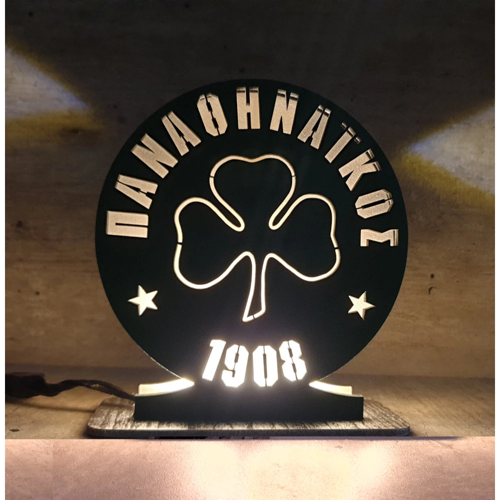 Custom LED Ξύλινο επιτραπέζιο φωτιστικό ομάδας - Χειροποίητο Φωτιστικό Από Ξύλο 15×18 cm