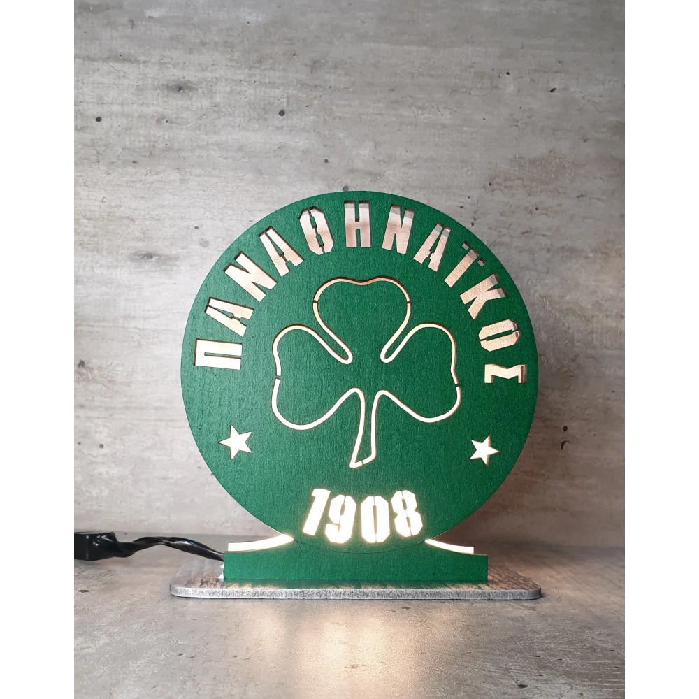 Custom LED Ξύλινο επιτραπέζιο φωτιστικό ομάδας - Χειροποίητο Φωτιστικό Από Ξύλο 15×18 cm