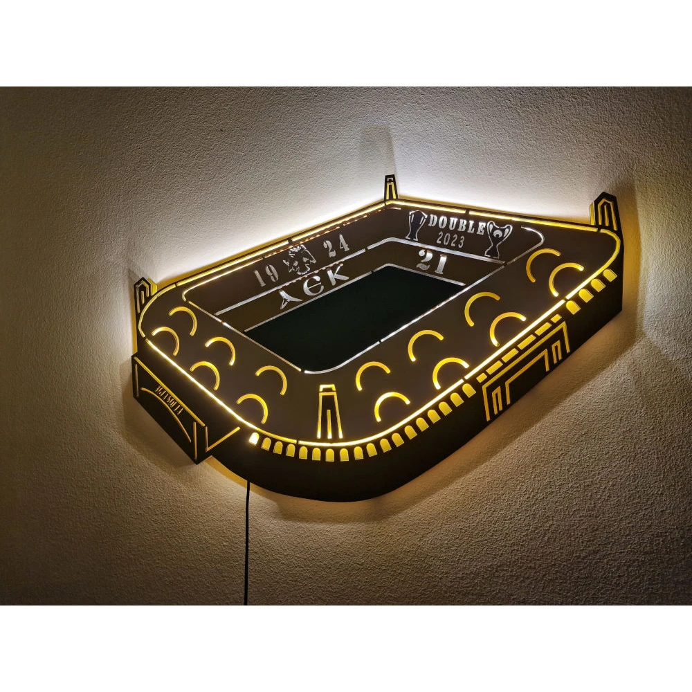 Custom LED Φωτιστικό τοίχου γήπεδο Αγιά Σοφιά με το Νταμπλ - Χειροποίητο Φωτιστικό Από Ξύλο 60x40 cm