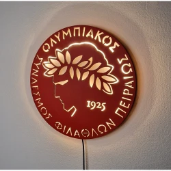 Custom LED Ξύλινο φωτιστικό τοίχου της αγαπημένης σας ομάδας - Χειροποίητο Φωτιστικό Από Ξύλο 30×30 cm