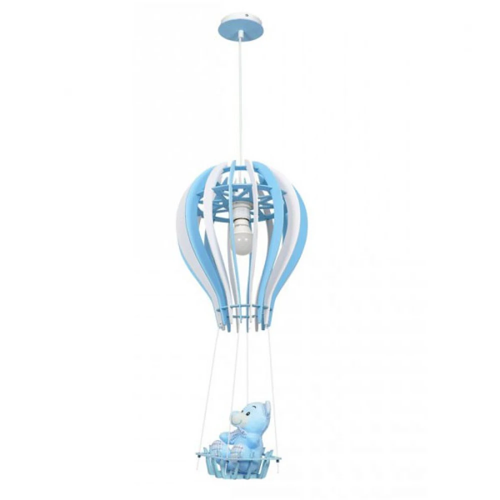 Παιδικό Φωτιστικό Γαλάζιο Αεροστατο με κρεμαστό Αρκουδάκι 1xE27 - MiLagro