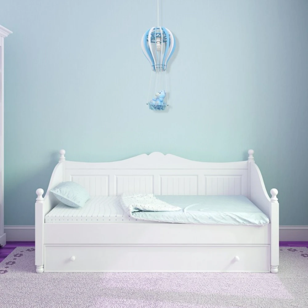 Παιδικό Φωτιστικό Γαλάζιο Αεροστατο με κρεμαστό Αρκουδάκι 1xE27 - MiLagro