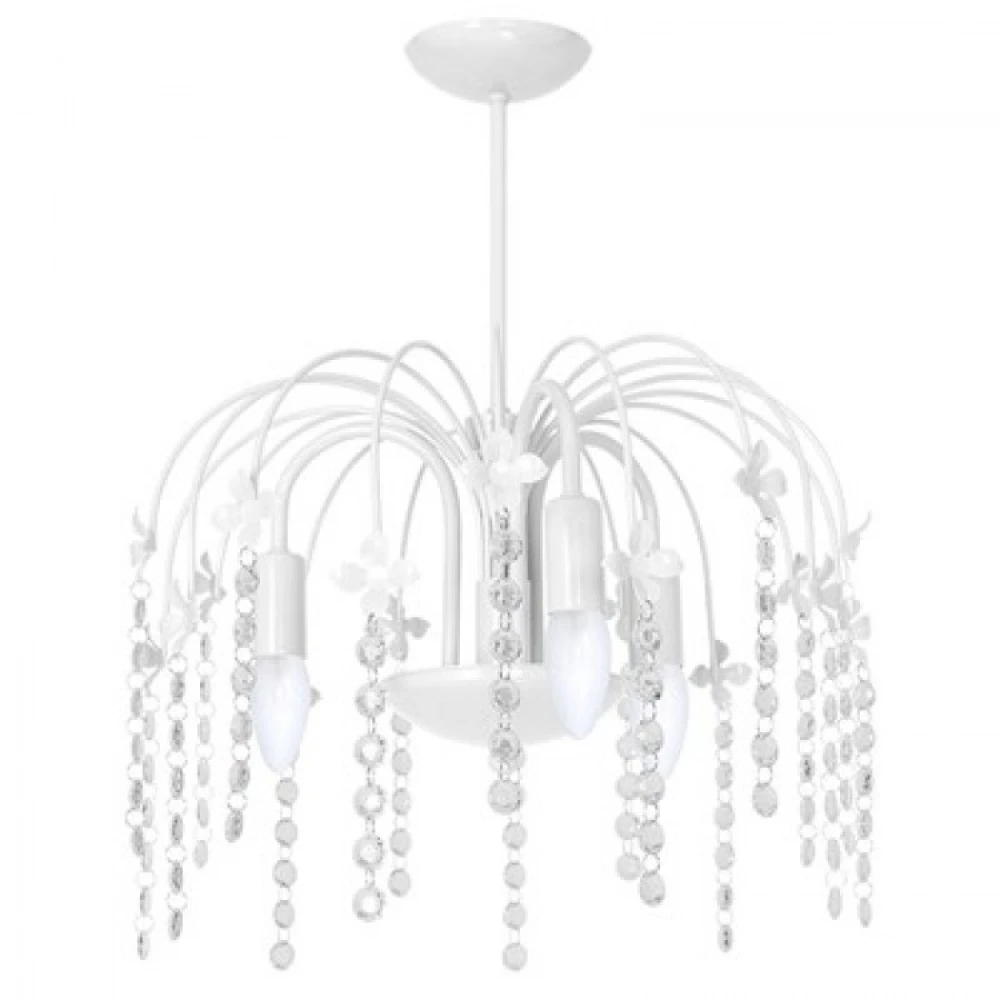 Παιδικό Φωτιστικό Πολυέλαιος Laura 3φωτο Λευκό με Κρύσταλλα - MiLagro
