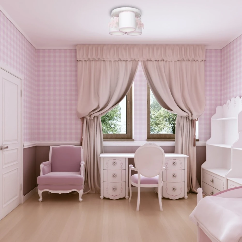 Φωτιστικό Οροφής Λευκό Uni με Μονόκερους 3-φωτο Ροζ - MiLagro