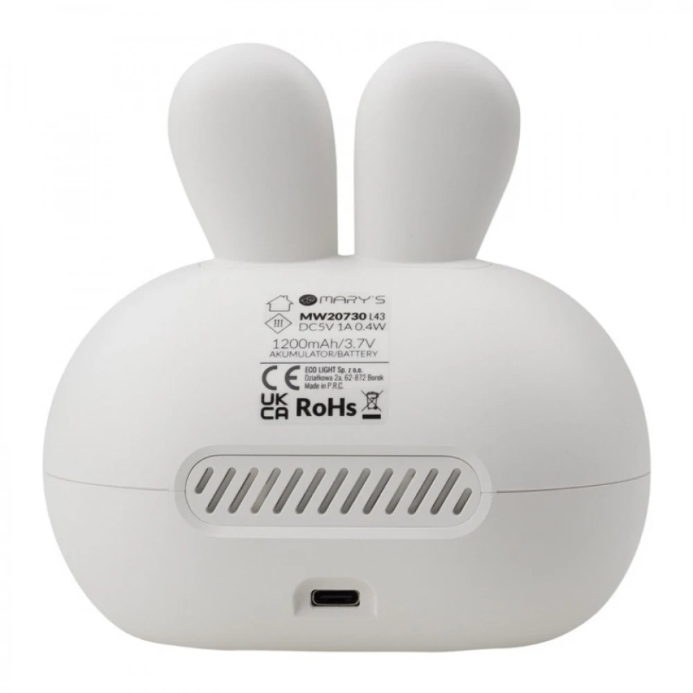 Φωτιζόμενο Ηλεκτρονικό Ξυπνητήρι Λαγουδάκι Λευκό