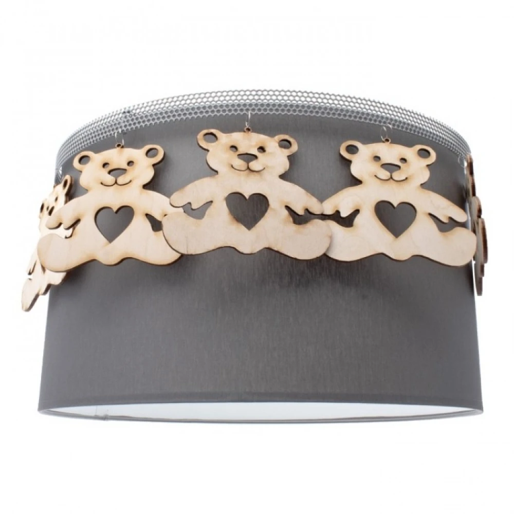 Παιδικό Φωτιστικό Οροφής Υφασμάτινο Καπέλο Φ35 Γκρι με Αρκουδάκια - MiLagro