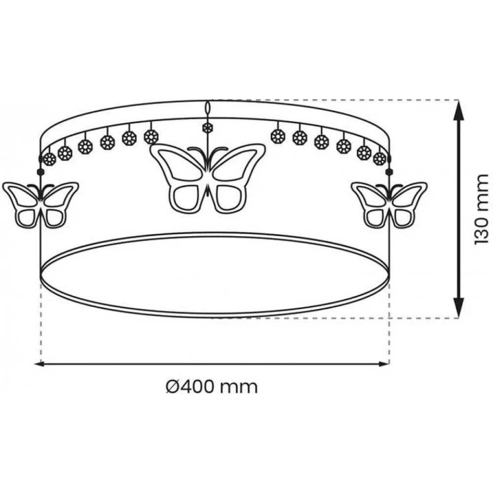 Παιδικό Φωτιστικό Οροφής Papillon Ø40cm Λευκό με Ροζ Πεταλούδες και Κρύσταλλα - MiLagro